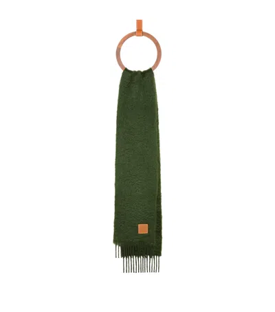 Loewe Mohair-wool Anagram Scarf In Green