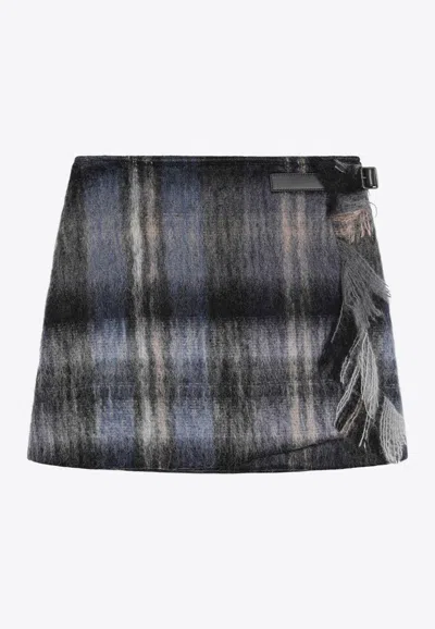 LOEWE MOHAIR WOOL MINI CHECKED SKIRT