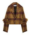 Loewe Mohair-wool Scarf-detail Check Coat In Multi