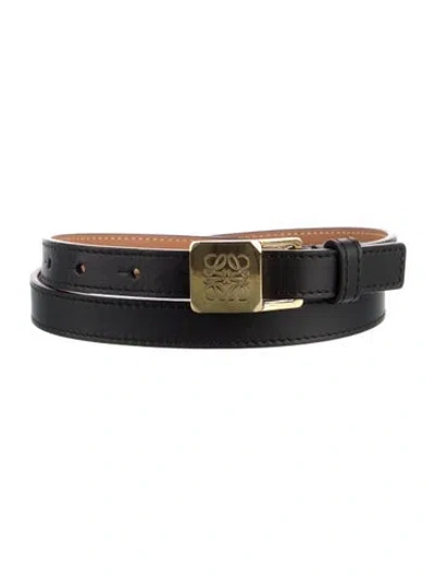 Pre-owned Loewe Monogram Pattern Skinny Belt In Black