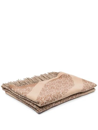 Loewe Monogram Pattern Throw In Neutrals