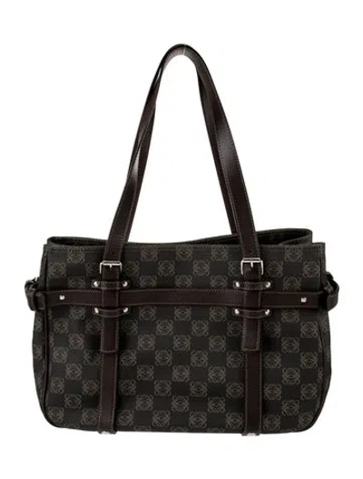 Pre-owned Loewe Monogram Shoulder Bag In Black