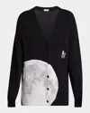 Loewe Moon Intarsia Wool Cardigan In Black