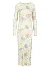 Loewe Women Morning Glory Print Cotton And Silk Multicolor Dress
