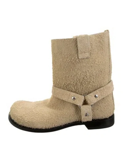 Pre-owned Loewe Moto Boots In Neutrals