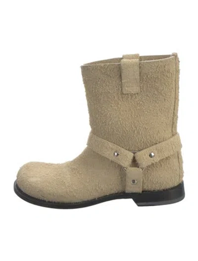 Pre-owned Loewe Moto Boots In Neutrals