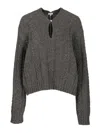 Loewe Cable-knit Keyhole Knitwear In Gray