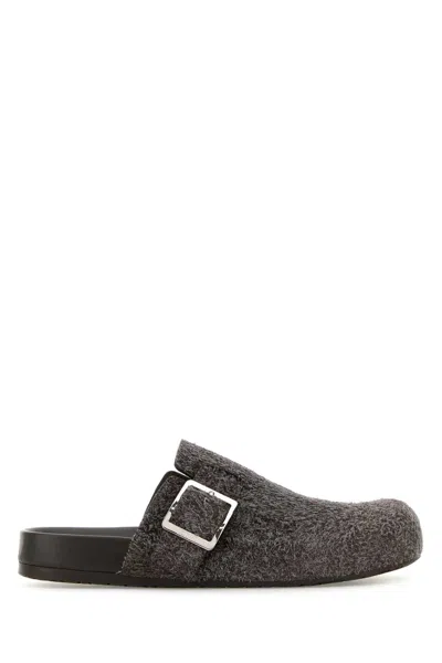 Loewe Mud Suede Ease Buckle Slippers In Dark Brown