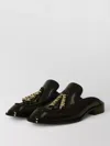 Loewe Black Leather Edge Slippers In Black