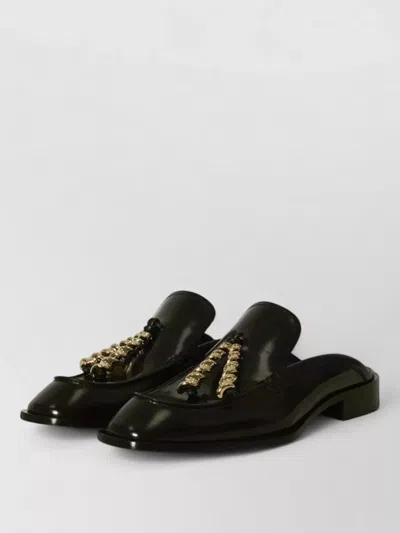Loewe Black Leather Loafers