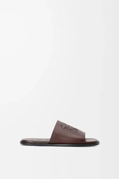 Loewe Flex Anagram Slide In Soft Calfskin In Brown