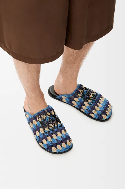 Loewe Flex Mule In Raffia And Leather Skin Size: 46 For Man In Multi