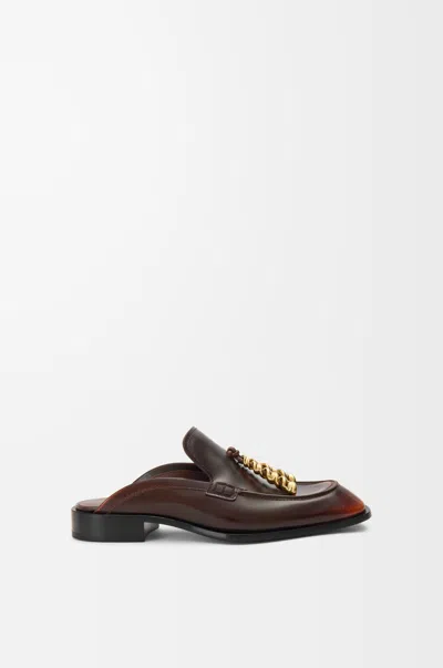 Loewe Edge Leather Loafer Mules In Brown