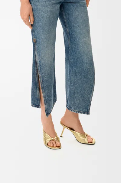 Loewe Pebble Soft Slide In Laminated Lambskin Size:41 For Woman In Gold