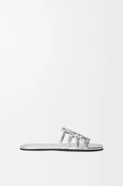 Loewe Petal Anagram Metallic Leather Slide Sandals In Gray