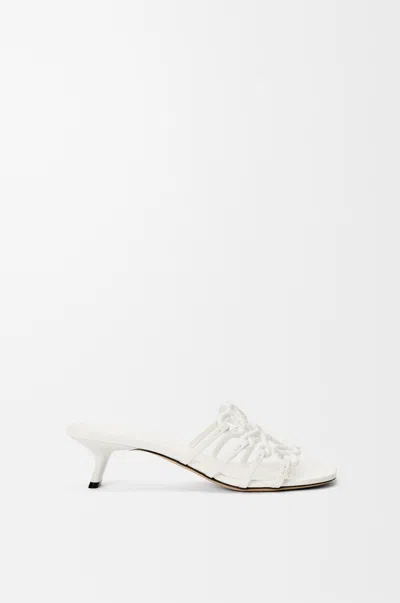 Loewe Petal Anagram Leather Caged Mule Sandals In White