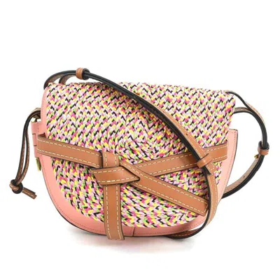 Pre-owned Loewe Multi-color Pink Leather Raffia Shoulder Bag ()