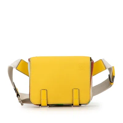 Pre-owned Loewe Multi-color Yellow Canvas Leather Fanny Pack Handbag Pochette Pouch Shoulder Bag Tote Bag (pre In Multi-color, Yellow