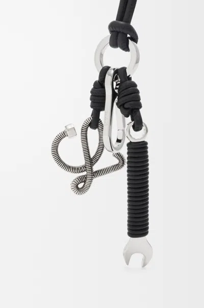 Loewe Multi Tool Charm In Brass And Leather Skin For Woman In Black