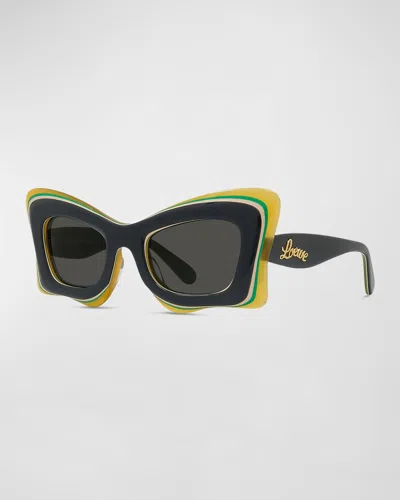 Loewe Multicolor Acetate Butterfly Sunglasses In Black