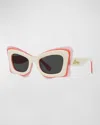 Loewe Multicolor Acetate Butterfly Sunglasses In Beigo/smkg