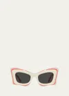 Loewe Multicolor Acetate Butterfly Sunglasses In White