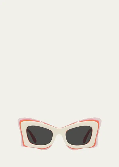 Loewe Multicolor Acetate Butterfly Sunglasses In White