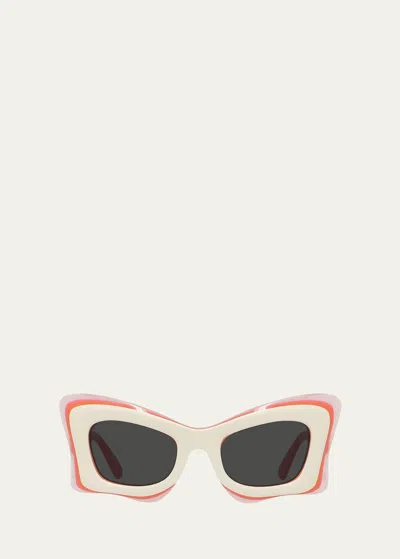 Loewe Multicolor Acetate Butterfly Sunglasses In Beigo/smkg