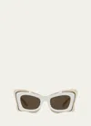 Loewe Off-white & Beige Multilayer Butterfly Sunglasses In Ivry/brn