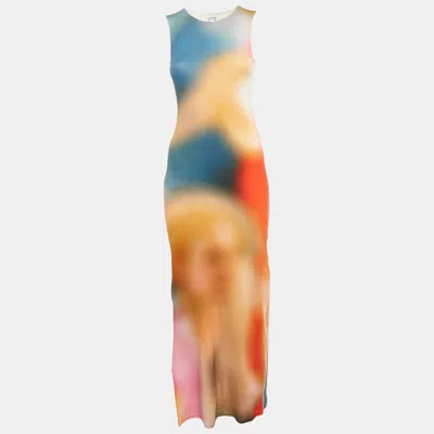 Pre-owned Loewe Multicolor Blur Print Rib Knit Tank Dress S