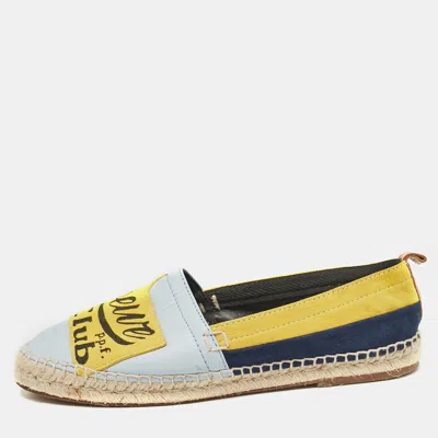 Pre-owned Loewe Multicolor Leather And Suede Club Logo Espadrille Flats Size 41