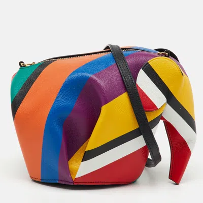 Pre-owned Loewe Multicolor Leather Mini Striped Elephant Crossbody Bag