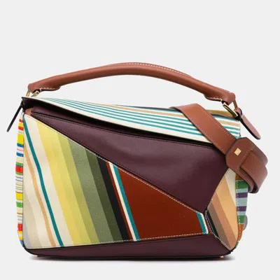 Pre-owned Loewe Multicolor Medium Canvas And Leather Puzzle Satchel