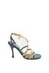 Loewe New Comic Mirrored And Snake-effect Leather Sandals In Gold