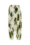 Loewe Leaf-print Draped Wide-leg Trousers In Multicolor