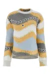 Loewe Womens Multicolor Stripe-pattern Crewneck Knitted Jumper