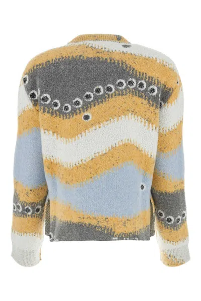 Loewe Multicolor Stretch Wool Blend Sweater In Brown