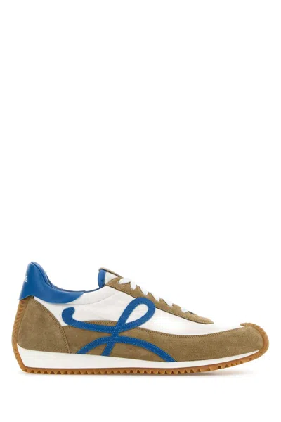 Loewe Sneakers Flow Runner Multicolor In Pelle Scamosciata E Nylon  Uomo In Brown