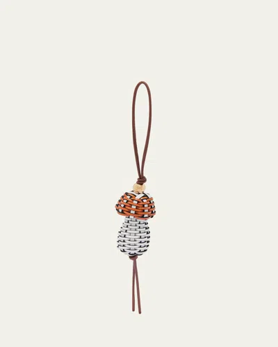 Loewe Mushroom Bag Charm In Woven Leather