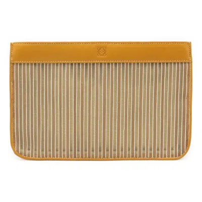 Pre-owned Loewe Mustard Mesh Leather Clutch Bag Pouch ()