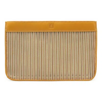 Pre-owned Loewe Mustard Mesh Leather Clutch Bag Pouch ()