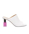 Loewe Leather Almond Toe Block Heel Sandals In White