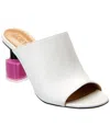 Loewe Leather Almond Toe Block Heel Sandals In White