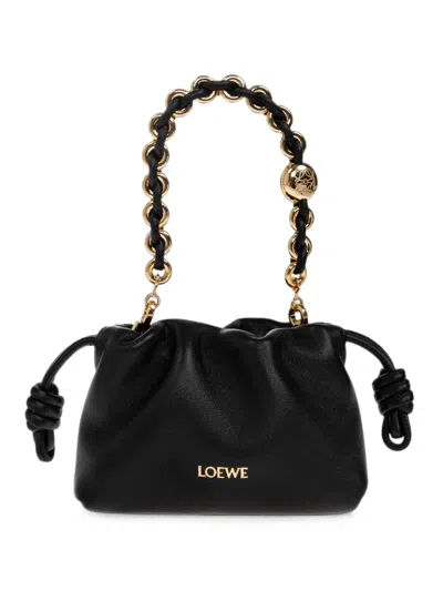 Loewe Nano Flamenco Leather Shoulder Bag In Black