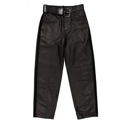 Loewe Nappa Lambskin Belted Trousers In Black