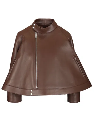 Loewe Nappa Leather A-line Jacket Jackets Brown