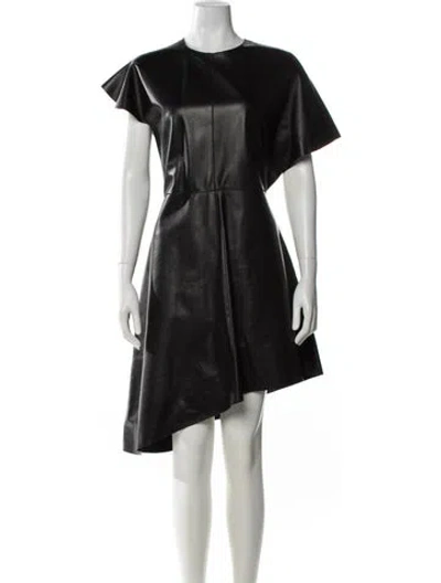 Pre-owned Loewe Nappa Leather Anagram Knee-length Dress Midi Length Dress In Black
