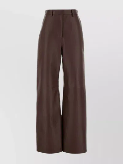 LOEWE NAPPA LEATHER HIGH WAIST WIDE LEG TROUSERS