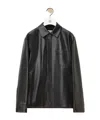 Loewe Anagram Leather Zip-up Overshirt In Black