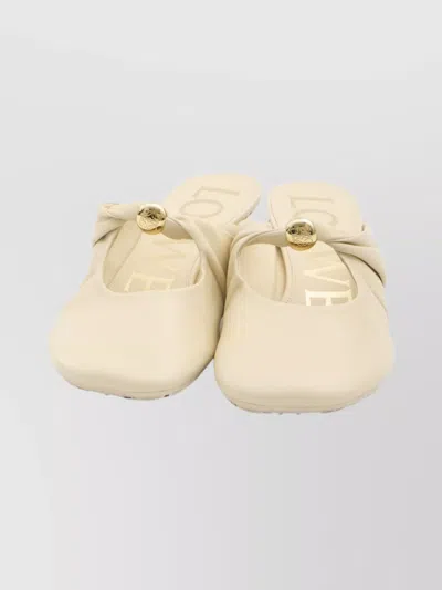 Loewe Nappa Leather Mules Petal Toe In Neutral